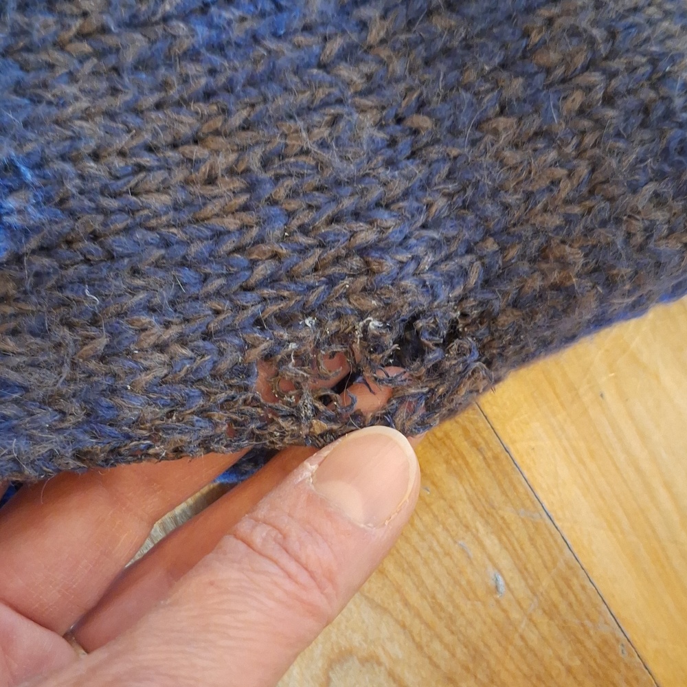 Zadig & Voltaire Deluxe Italian Wool Mohair Maxi Sweater Cardigan Blue Brown S - Picture 13 of 13